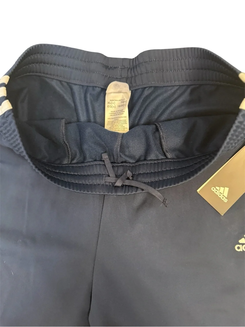 adidas Kids Navy Track Pants with White Side Stripes